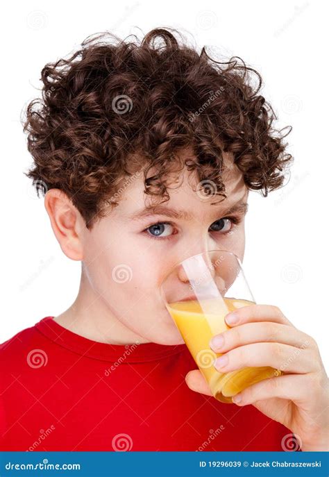 Boy Drinking Orange Juice Stock Image Image Of Children 19296039