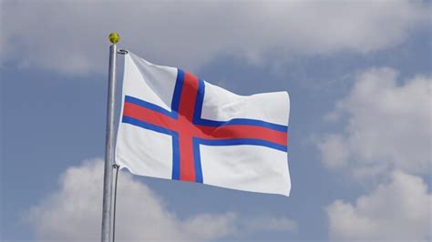 Premium Photo Faroe Islands Flag Waving On A Flag Pole Background Sky