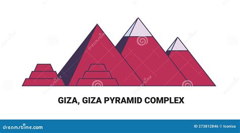 Egypt Giza Giza Pyramid Complex Travel Landmark Vector Illustration