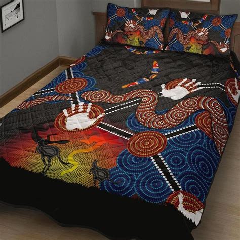 Aio Pride Aboriginal Quilt Bed Set Australian Boomerang And Snake