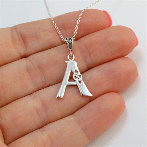 Sterling Silver Celtic Initial Letter A Necklace