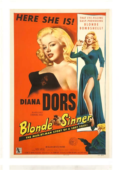 Lot Blonde Sinner Diana Dors Original Movie Poster