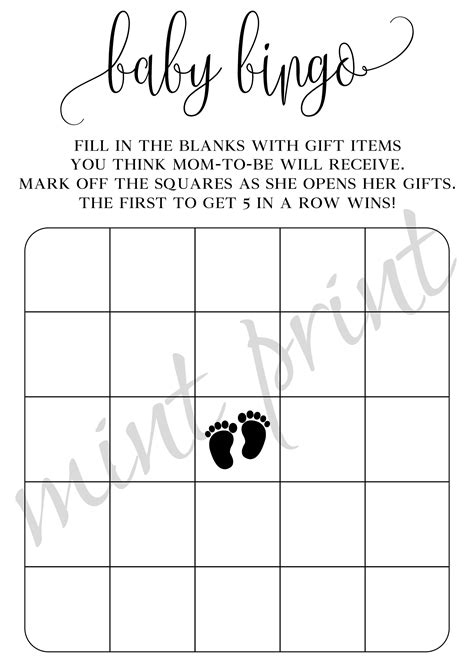 Baby Bingo Printable Baby Bingo Template Baby Bingo Game - Etsy