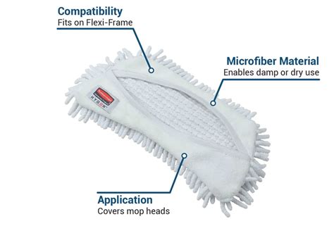 Rubbermaid Fgq86100wh00 11 Hygen Flexible Microfiber Single Sided Flat Mop