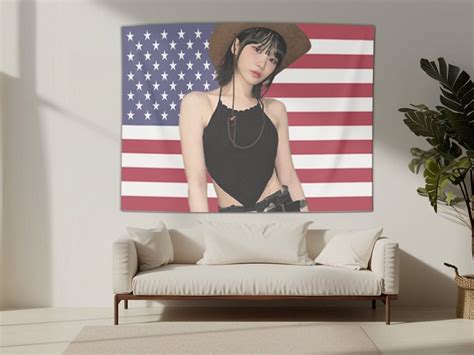 Le Sserafim Chaewon America Flag Tapestry Kpop Funny Room Merch Gift