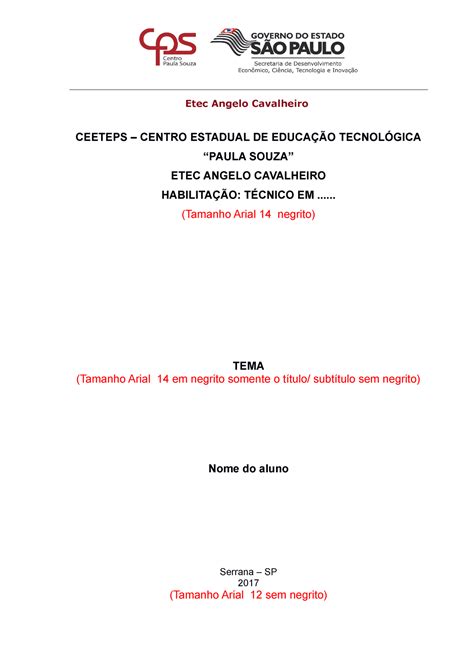 Modelo De Trabalho Barbara Tcc Etec Etec Angelo Cavalheiro