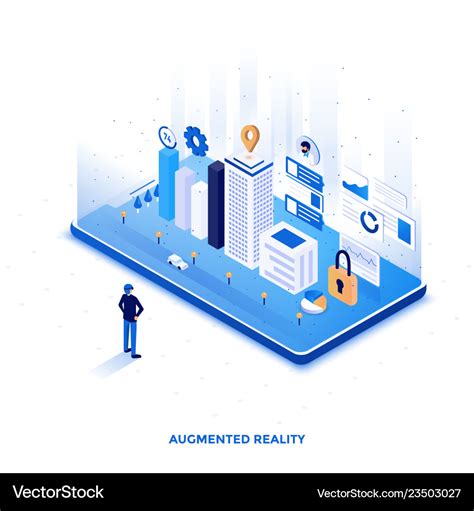 Flat Color Modern Isometric Design Augmented Vector Image