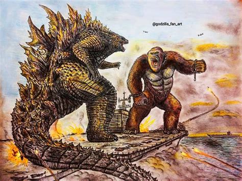 Godzilla Vs Kong By Godzillafanart King Kong Art All Godzilla