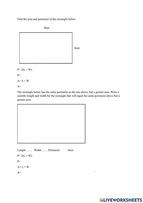 Perimeter Interactive Activity For 4 Live Worksheets