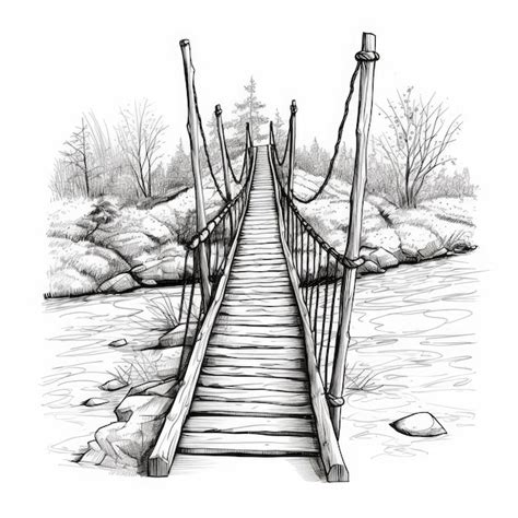 Premium AI Image | Immersive Charm Captivating Rope Bridge Drawing in ...