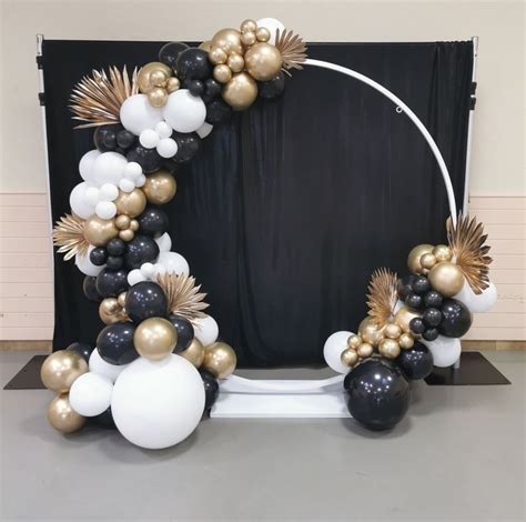 Arche de ballons noir blanc et doré Black and gold balloons Simple