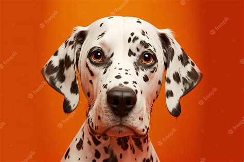 Premium Photo | Dalmatian dog portrait on an orange background digital illustration artwork