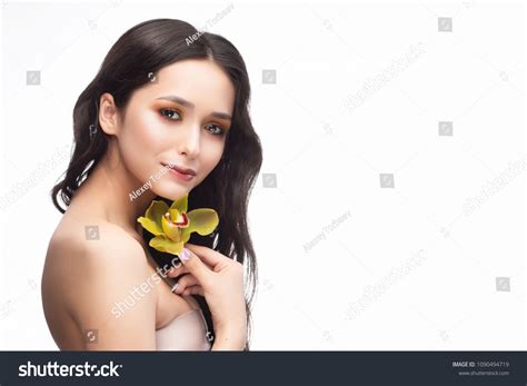 Beautiful Brunette Nude Shoulders Girl Sensually Stock Photo Edit Now