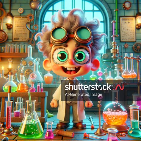 Cute Mad Scientist Laboratory Cartoon 3d AI-generated image 2421973093 ...