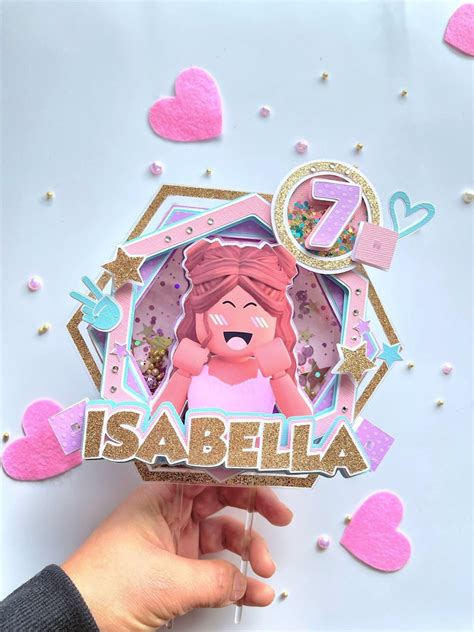 Cake Topper Roblox Girl With Led Lights Decoration Roblox Etsy