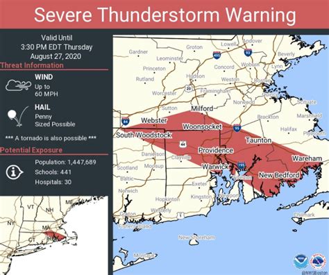 Severe Thunderstorm Warning Issued For Parts Of Central And Eastern