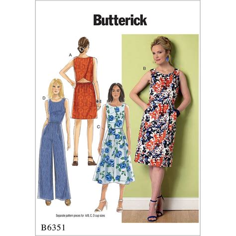 Misses Open Back Tulip Detail Dresses And Jumpsuit Butterick Sewing