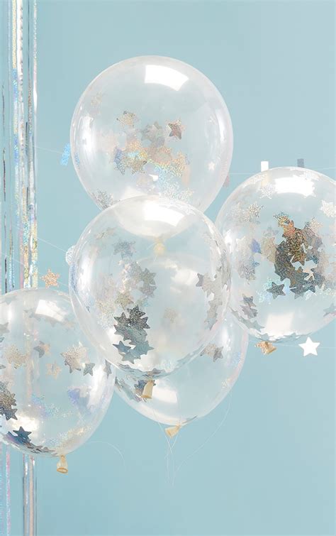 Ginger Ray Balloons Confetti Holographic Prettylittlething Usa