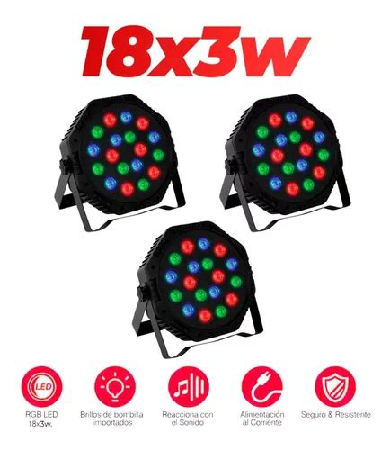 3 Cañón Par Led 18x1 W Rgb Audio Rítmico 3pz Envió Gratis