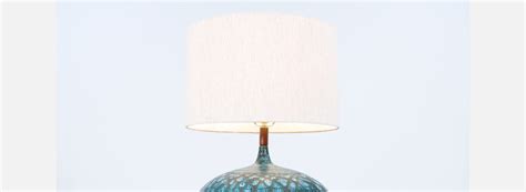 Mid Century Modern Turquoise Glaze Ceramic Table Lamp Danish Modern La