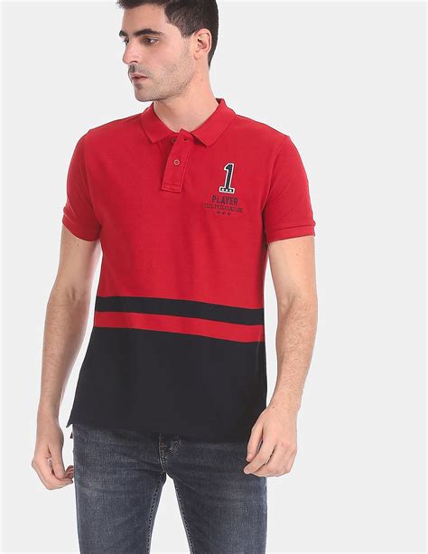 Buy U S Polo Assn Men Red Colour Block Pique Polo Shirt Nnnow