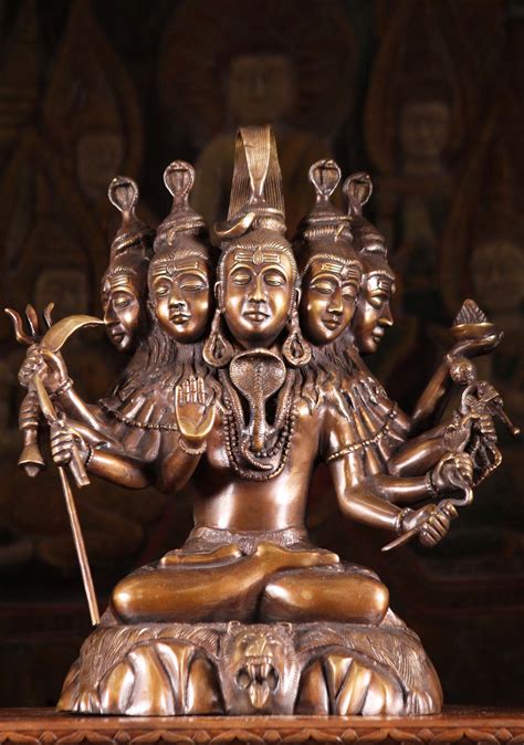 Brass Shiva Statue With 5 Heads And 10 Arms 16 89bs113z Hindu Gods And Buddha Statues