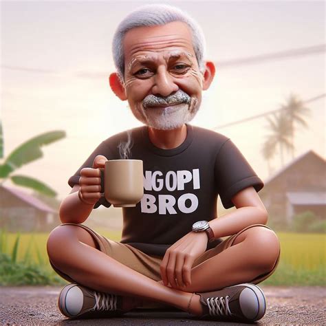 Ajak Ngopi Bro Fotografi Orang Tua Karikatur Kartun Pasangan