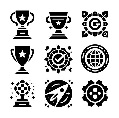 Premium Vector Award Cups Vector Set Trophy Black Icons Sport