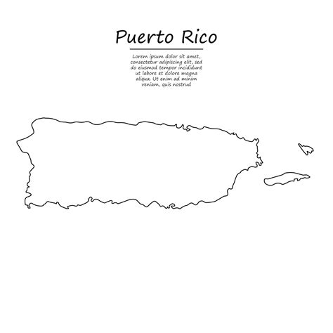 Simple Outline Map Of Puerto Rico Silhouette In Sketch Line Sty