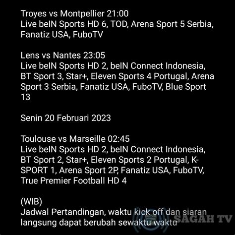 Sagahtvlive On Twitter Jadwal Siaran Langsung Ligue 1