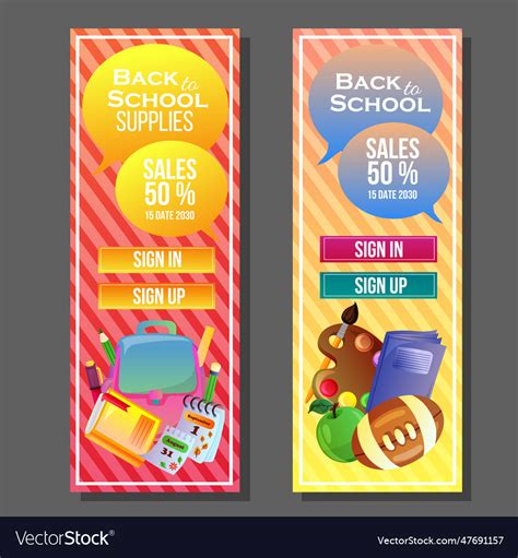 Back To School Vertical Banner Colorful Object Vector Image