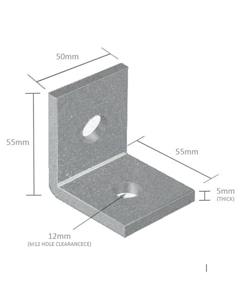 M12 50x50 Bracket Angle Sturdy Hot Dip Galvanised Hole Size Suit M12 2 Holes