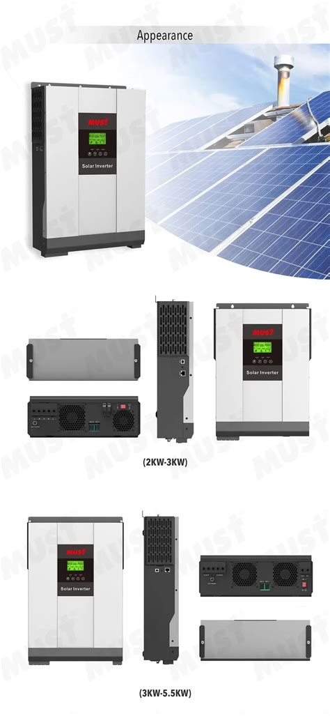 Must Ph1800 Plus Series 2kw 3kw 4kw 5kw 55kw Hybrid Solar Inverter On