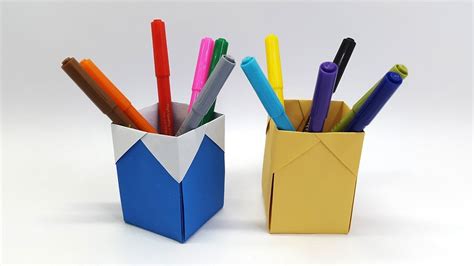 How To Make Pencil Holder Paper Pencil Holder Origami Pen Holder