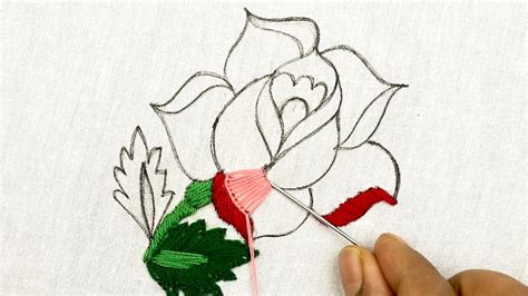 Gorgeous Rose Flower Embroidery Design With Easy Stitches Hand