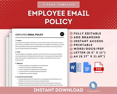 Employee Email Policy Template | ProBizTemplates