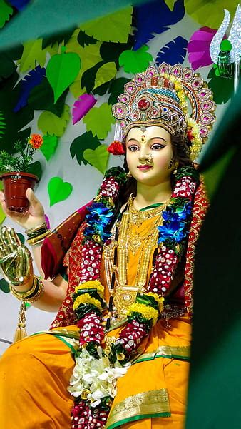 Lakshmi Ji Ka Green Background Goddess Of Wealth Maa Laxmi Hd Phone