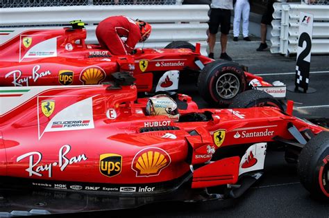 2017年f1第6戦モナコgp セバスチャン・ベッテルとキミ・ライコネン（フェラーリ）がワンツーを達成 Autosport Web