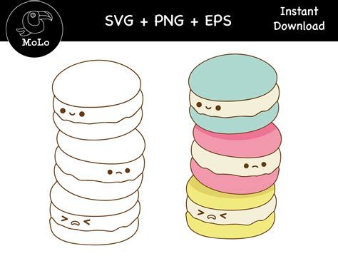 Macarons Kawaii Svg Lindos Macarons Comida Kawaii PNG EPS Etsy México