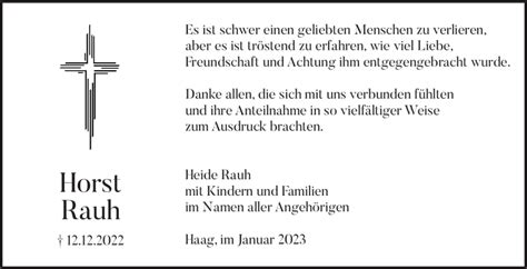 Traueranzeigen Von Horst Rauh Nordbayerischer Kurier