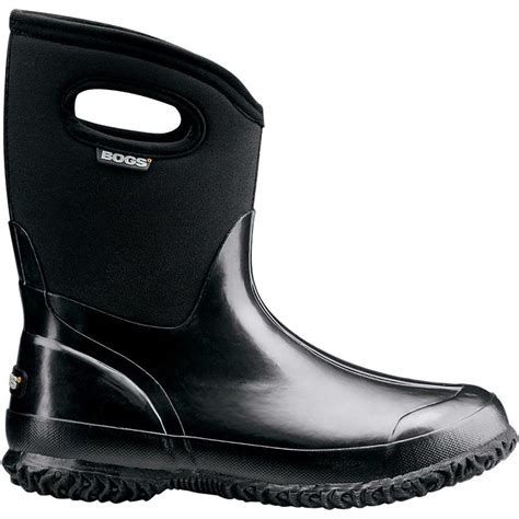 Bogs Rubber Women S Classic Mid Handle Waterproof Winter Boots In Black Shiny Black Save 8