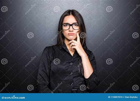 Closeup Portrait Skeptical Serious Senior Young Woman Looking