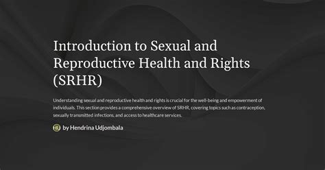 Introduction To Sexual And Reproductive Health And Rights Srhr