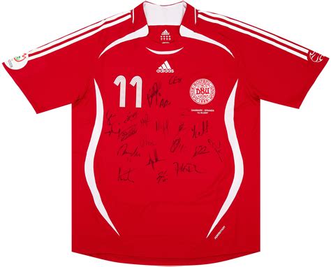 2007 Denmark Match Issue Signed Home Shirt 11 Rommedahl V Spain