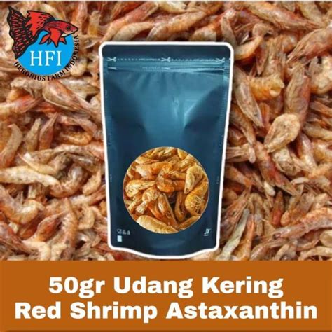 Jual Udang Kering Ikan Arwana Red Shrimp Astaxanthin Net 50 Gram Di