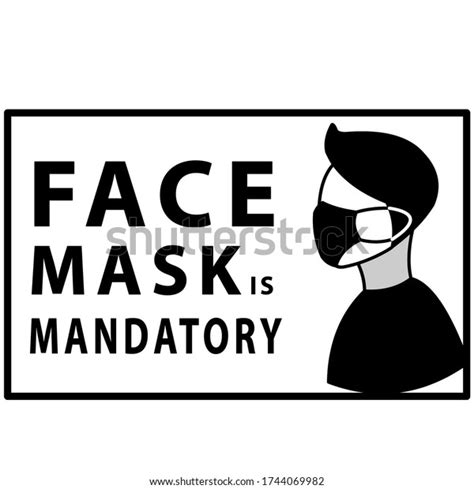 Face Mask Mandatory Sign Man Wearing Stock Illustration