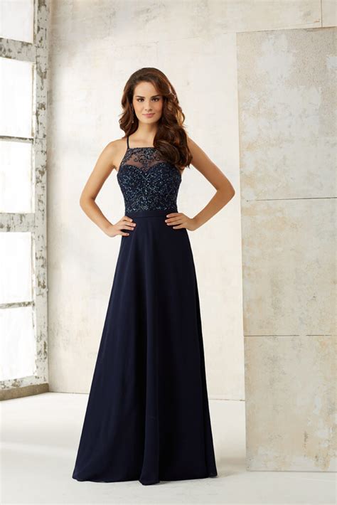 Chiffon A Line Ball Gown With Beaded Bodice 21506