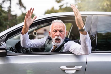 Premium Photo Angry Senior Man Arguing After Car Accident