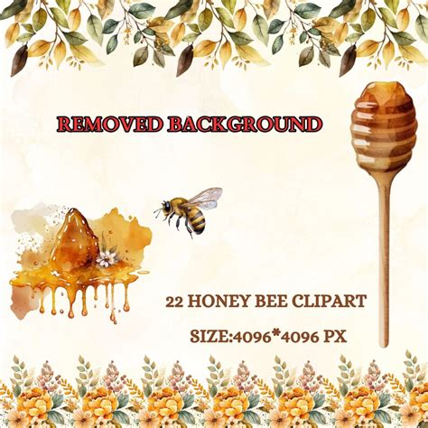 Watercolor Honey Bee Clipart Bundle Spring Garden And Honey Etsy