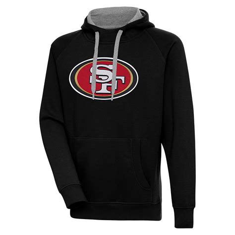 San Francisco 49ers Black Victory Antigua Mens Long Sleeve Hoodie